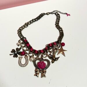 Y2K 2000s mcbling rare Betsey Johnson lucky charm necklace